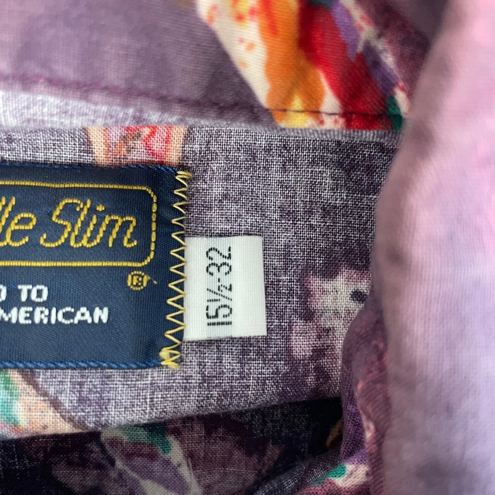 Panhandle Slim Shirt Mens 15.5/32 Purple Long Sleeve Button Down Western USA‎